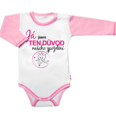 Body dl.rukáv s vtip. textom Baby Nellys, Já jsem TEN DŮVOD našeho zpoždění,vel. 80, holka