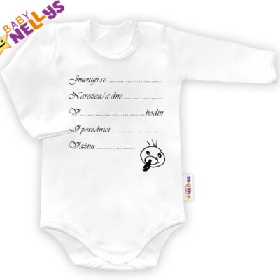 Body dl. rukáv vel. 86, Baby Nellys ® - biele - Narodil som sa ...
