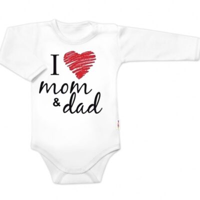Body dlhý rukáv Baby Nellys, I love mom & dad, veľ. 86, unisex
