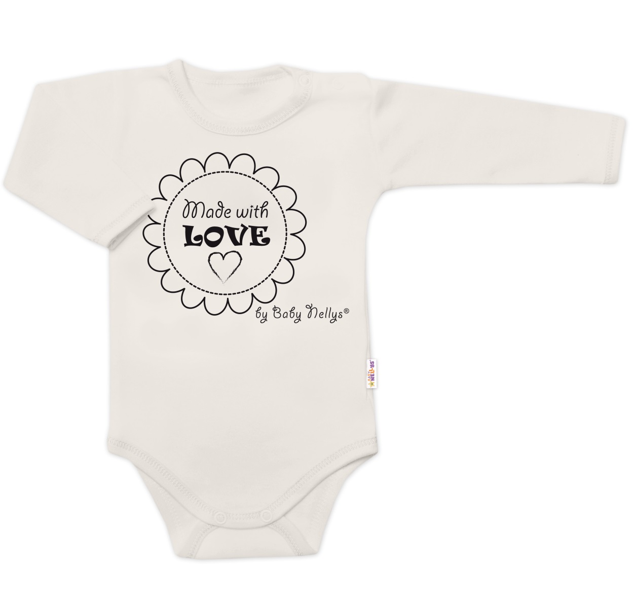 Body dlhý rukáv Baby Nellys, Made with love, bezova