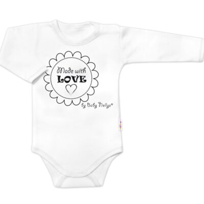 Body dlhý rukáv Baby Nellys, Made with love, biele, veľ. 62