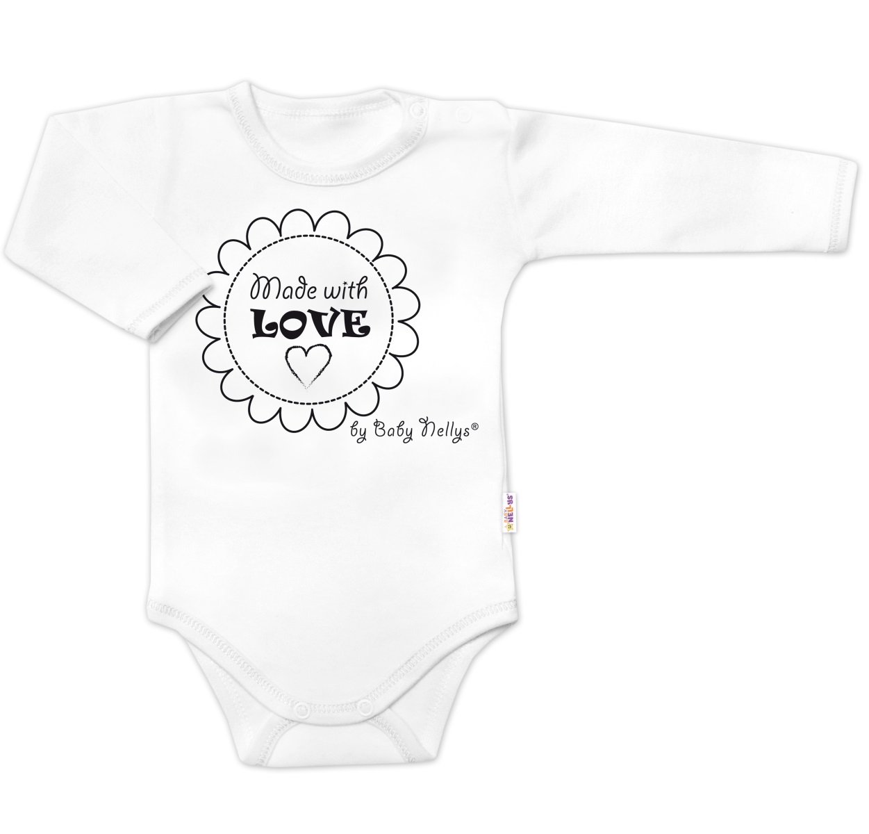 Body dlhý rukáv Baby Nellys, Made with love, biele
