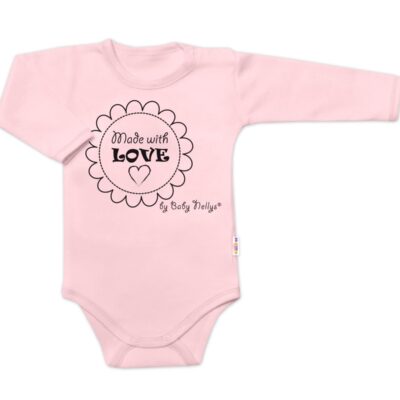 Body dlhý rukáv Baby Nellys, Made with love, ružové, veľ. 74