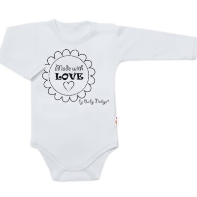 Body dlhý rukáv Baby Nellys, Made with love, sivé