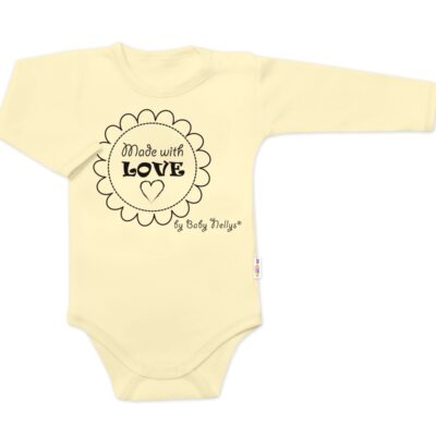 Body dlhý rukáv Baby Nellys, Made with love, žlté, veľ. 74