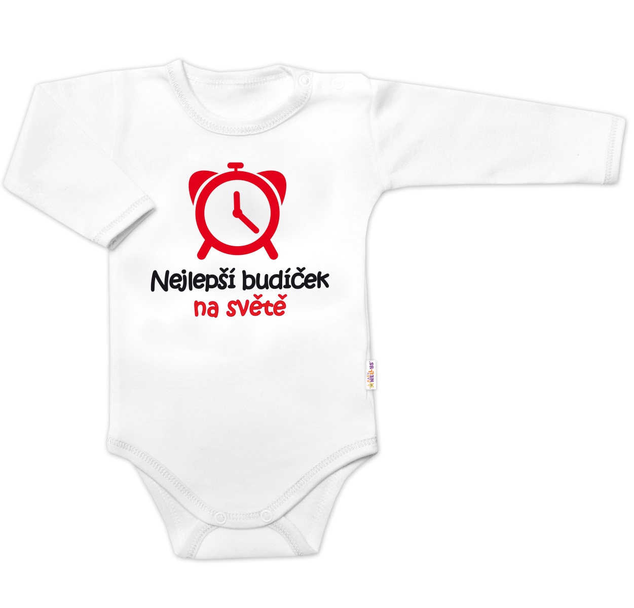 Body dlhý rukáv Nejlepší budíček na světě, Baby Nellys, biele, veľ. 86