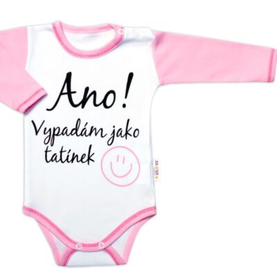 Body dlhý rukáv s vtipným textom Baby Nellys, Ano! Vypadám jako tatínek, holka