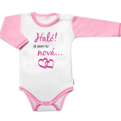 Body dlhý rukáv s vtipným textom Baby Nellys, Haló! Já jsem tu nová, veľ. 86, holka