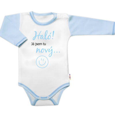 Body dlhý rukáv s vtipným textom Baby Nellys, Haló! Ja jsem tu nový, veľ. 80, chalan