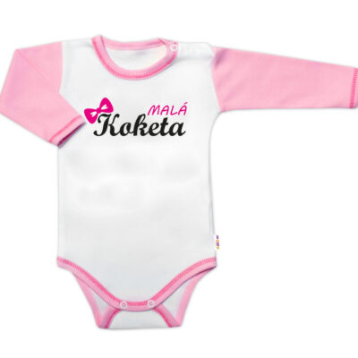 Body dlhý rukáv s vtipným textom Baby Nellys, Malá Koketa, holka, veľ. 86