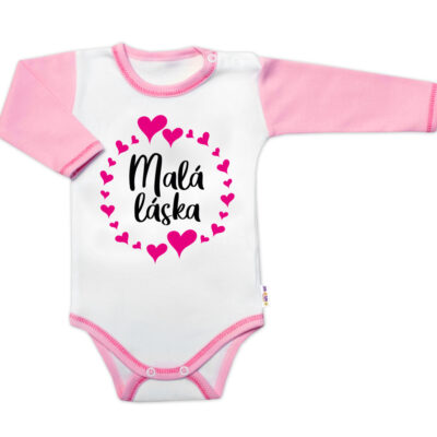 Body dlhý rukáv s vtipným textom Baby Nellys, Malá láska, veľ. 86, holka