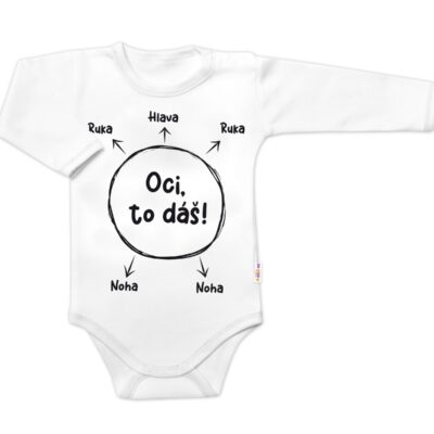 Body dlhý rukáv s vtipným textom Baby Nellys, Oci, to dáš! - biele