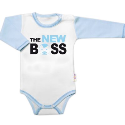 Body dlhý rukáv s vtipným textom Baby Nellys, The New Boss, veľ. 74, chalan