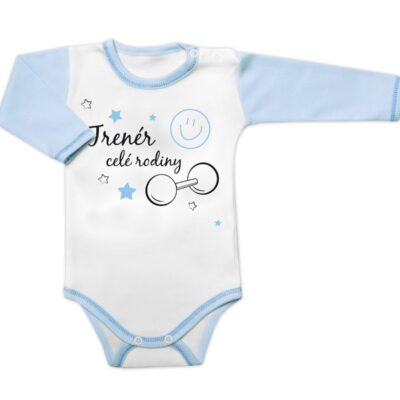 Body dlhý rukáv s vtipným textom Baby Nellys, Trenér celé rodiny