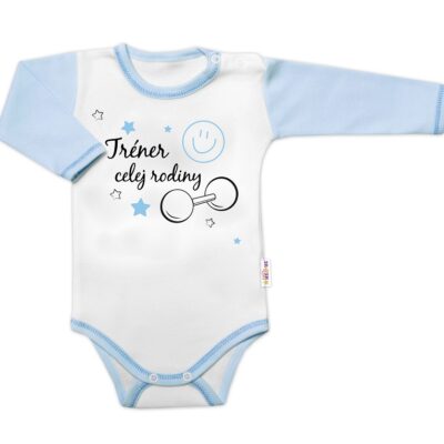 Body dlhý rukáv s vtipným textom Baby Nellys, Trenér celej rodiny, veľ. 68