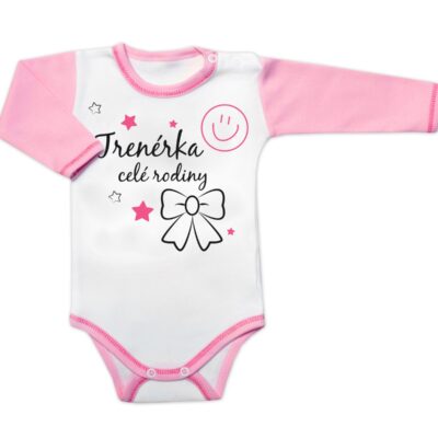 Body dlhý rukáv s vtipným textom Baby Nellys, Trenérka celé rodiny, veľ. 62