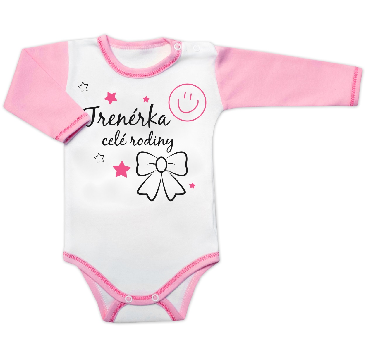 Body dlhý rukáv s vtipným textom Baby Nellys, Trenérka celé rodiny, veľ. 74