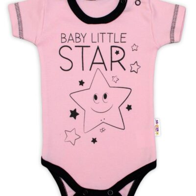 Body krátky rukáv Baby Nellys, Baby Little Star - ružové, veľ. 80