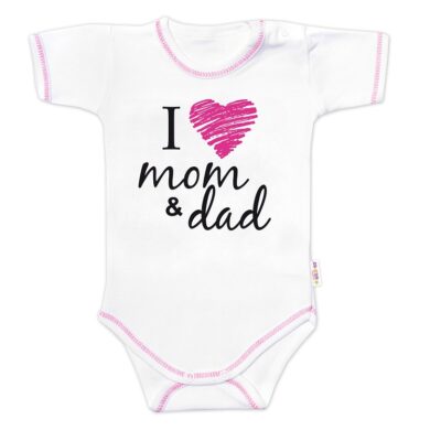 Body krátky rukáv Baby Nellys, I love mom & dad, holka, veľ. 74