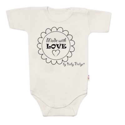 Body krátky rukáv Baby Nellys, Made with love, béžové, veľ. 80