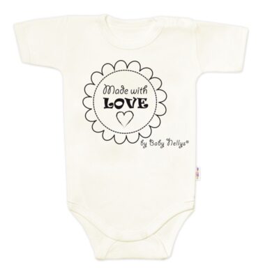 Body krátky rukáv Baby Nellys, Made with love, ecru, veľ. 74
