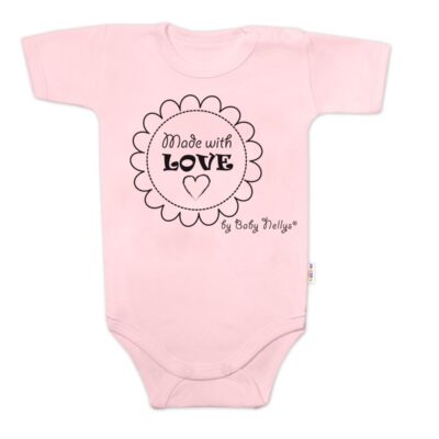 Body krátky rukáv Baby Nellys, Made with love, ružové, veľ. 68
