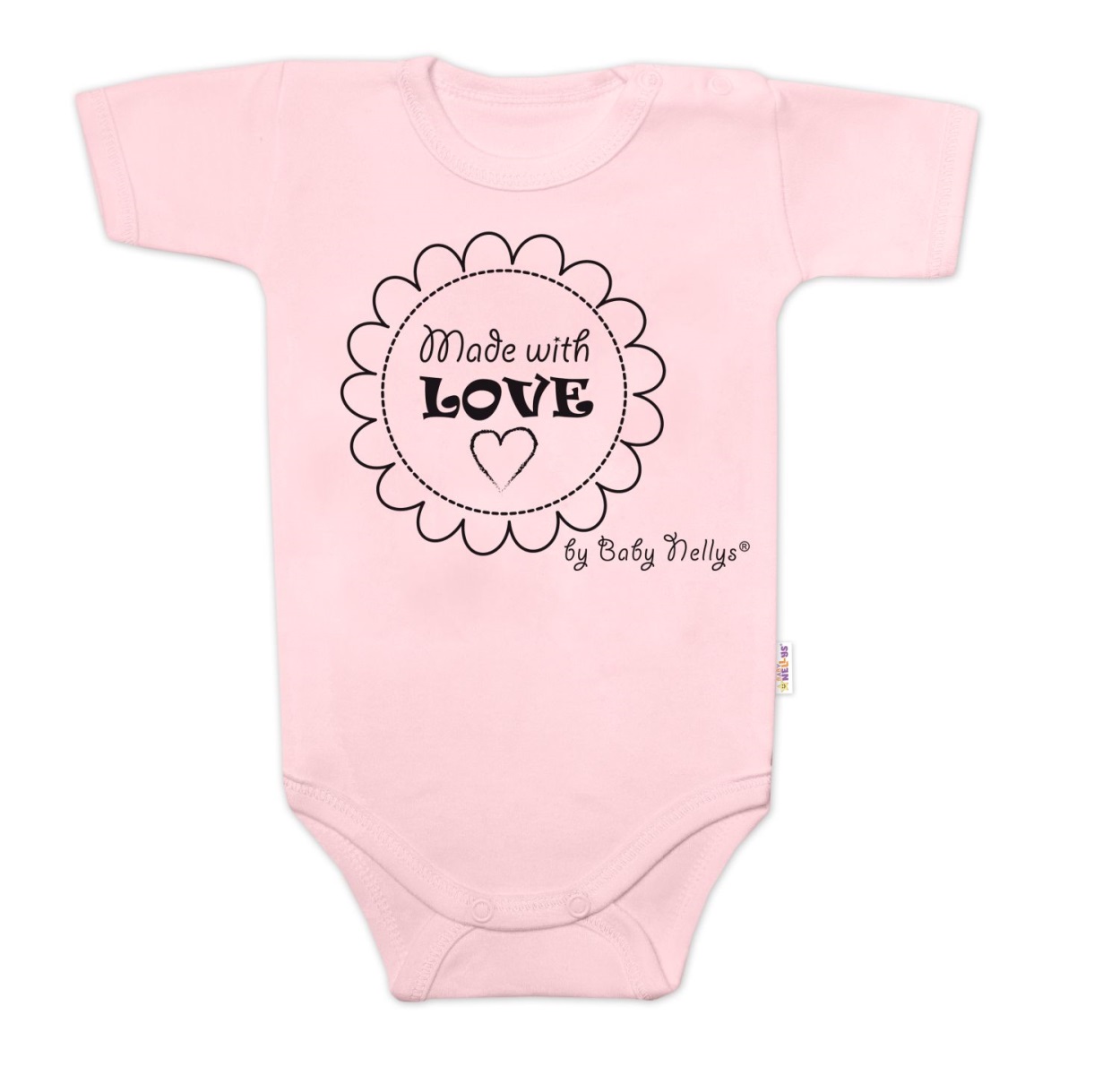 Body krátky rukáv Baby Nellys, Made with love, ružové, veľ. 68
