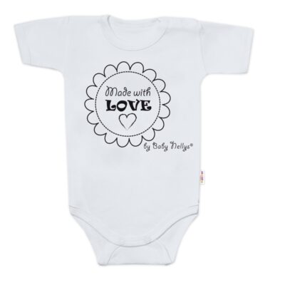 Body krátky rukáv Baby Nellys, Made with love, sivé, veľ. 80