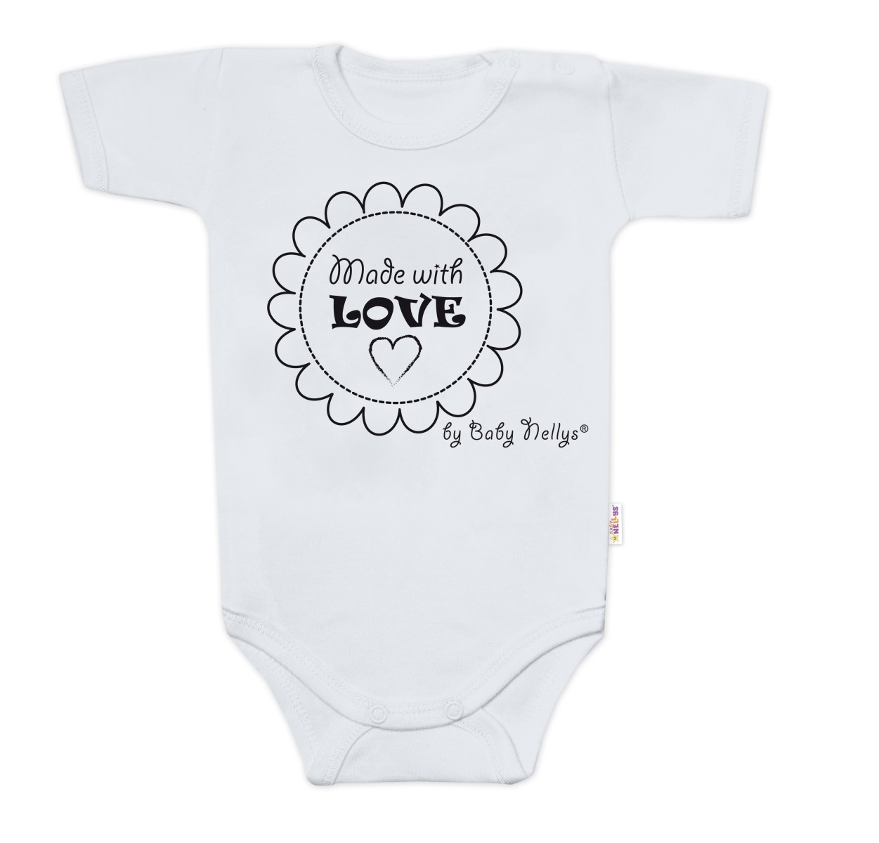 Body krátky rukáv Baby Nellys, Made with love, sivé