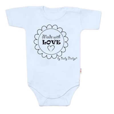 Body krátky rukáv Baby Nellys, Made with love, svetlo modré, veľ. 74