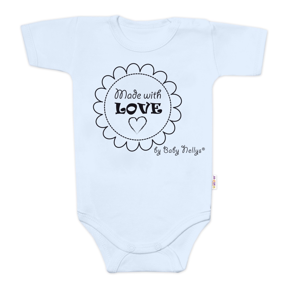 Body krátky rukáv Baby Nellys, Made with love, svetlo modré