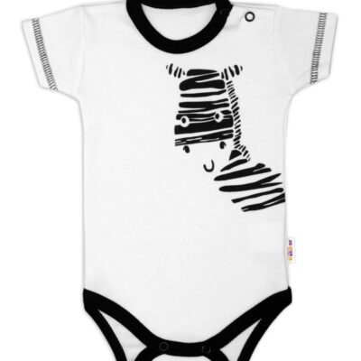 Body krátky rukáv Baby Nellys, Zebra - biele