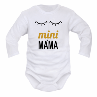 Body krátky rukáv Dejna Spiace oči Mini máma - biele, veľ. 86