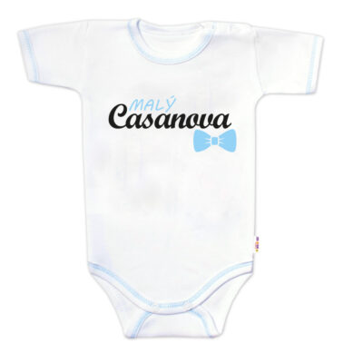 Body krátky rukáv s vtipným textom Baby Nellys, Malý Casanova, chalan, veľ. 74