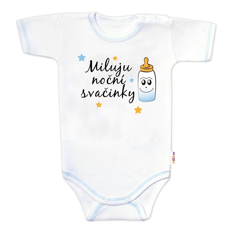 Body krátky rukáv s vtipným textom Baby Nellys, Miluju noční svačinky, chalan