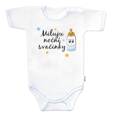 Body krátky rukáv s vtipným textom Baby Nellys, Miluju noční svačinky, veľ. 80, chalan