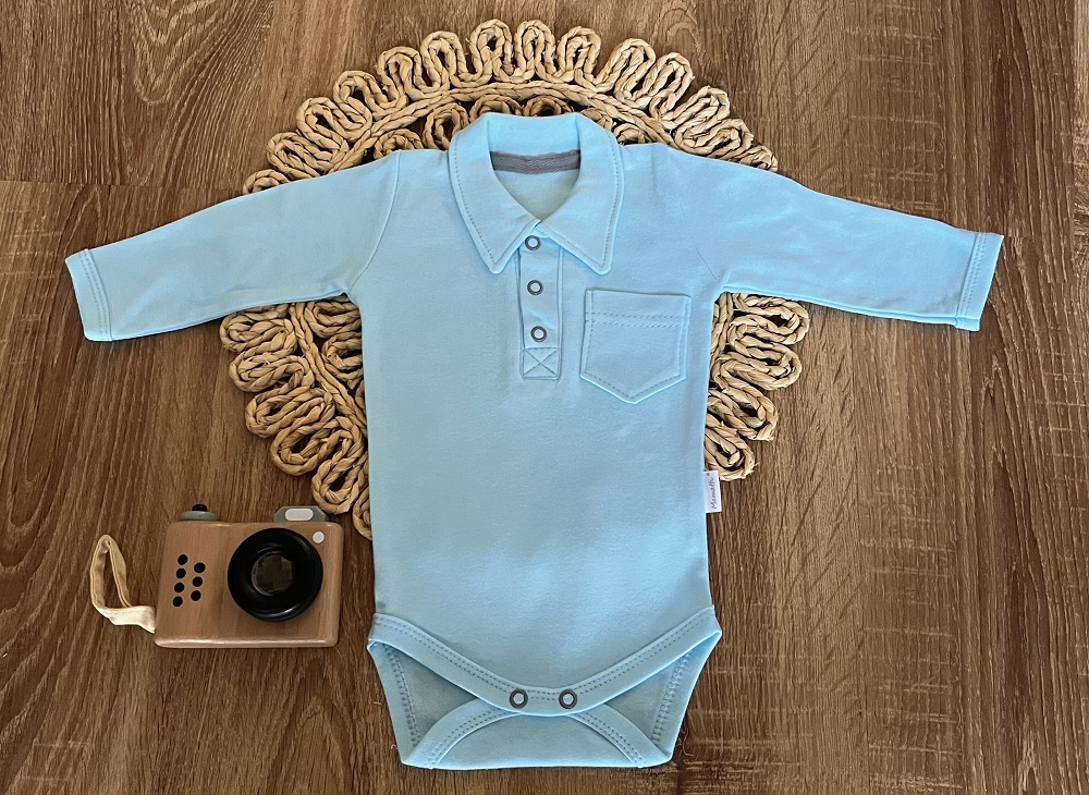 Body polo dl. rukáv bavlna Mamatti, Dino park - modré, veľ. 68