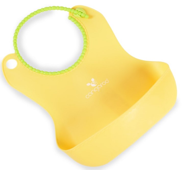 Cangoroo: Silikónový podbradník Baby Bib Am Am (žltý)