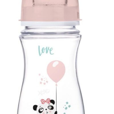 Canpol Babies: Antikoliková fľaša Exotic Animals 240ml (ružová)