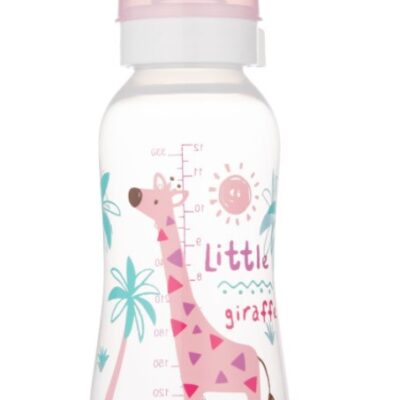 Canpol babies: Fľaša s potlačou Žirafka 250ml (ružová)