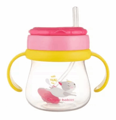Canpol babies: Športový hrnček so slamkou (ružová mačka)