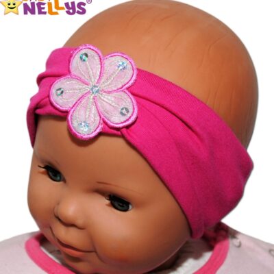 Baby Nellys: Malinová čelenka s kvetinkou (80/92)