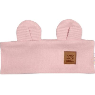Čelenka Teddy s uškami pre deti Hand Made - pudrovo ružová, 1-3 rokov