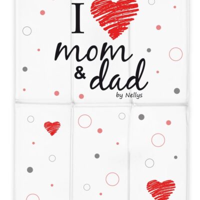 Cestovná prebaľovacia podložka, mäkká, I Love, Nellys, 60x40cm, biela/červená