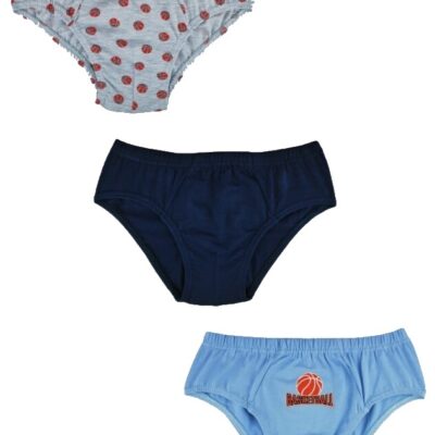 Chlapčenské bavlnené slipy, Basketball- 3ks v balení, sivá/granát/modrá, veľ. 110/116 cm