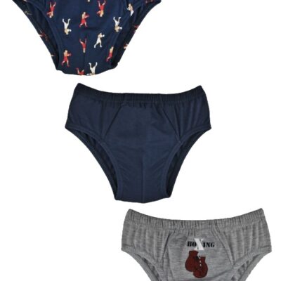 Chlapčenské bavlnené slipy, Boxing - 3ks v balení, sivá/granát, veľ. 110/116 cm