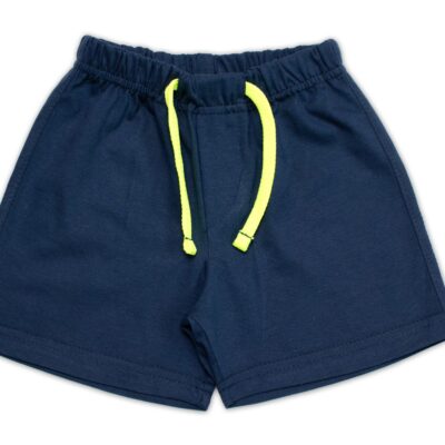 Chlapčenské kraťasy Artur, Mrofi bavlna, modré so žltou šnúrkou, veľ. 80