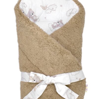 Chlpáčková zavinovačka bavlna/baránok, Malý medvedík - biela/hnedá