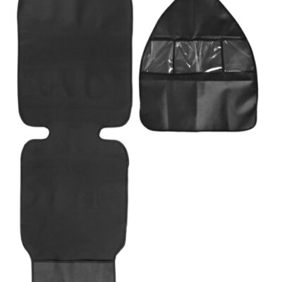 Chránič poťahov sedadiel do auta/pod autosedačku s vreckárom 2v1, čierny