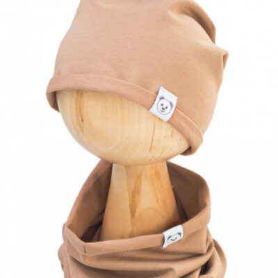 Čiapka s nákrčníkom bavlna, Little Bear, Baby Nellys, béžová, veľ. 92/98